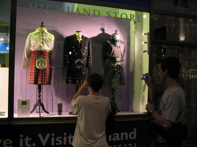 Mike and Steve at a Kilt Shop