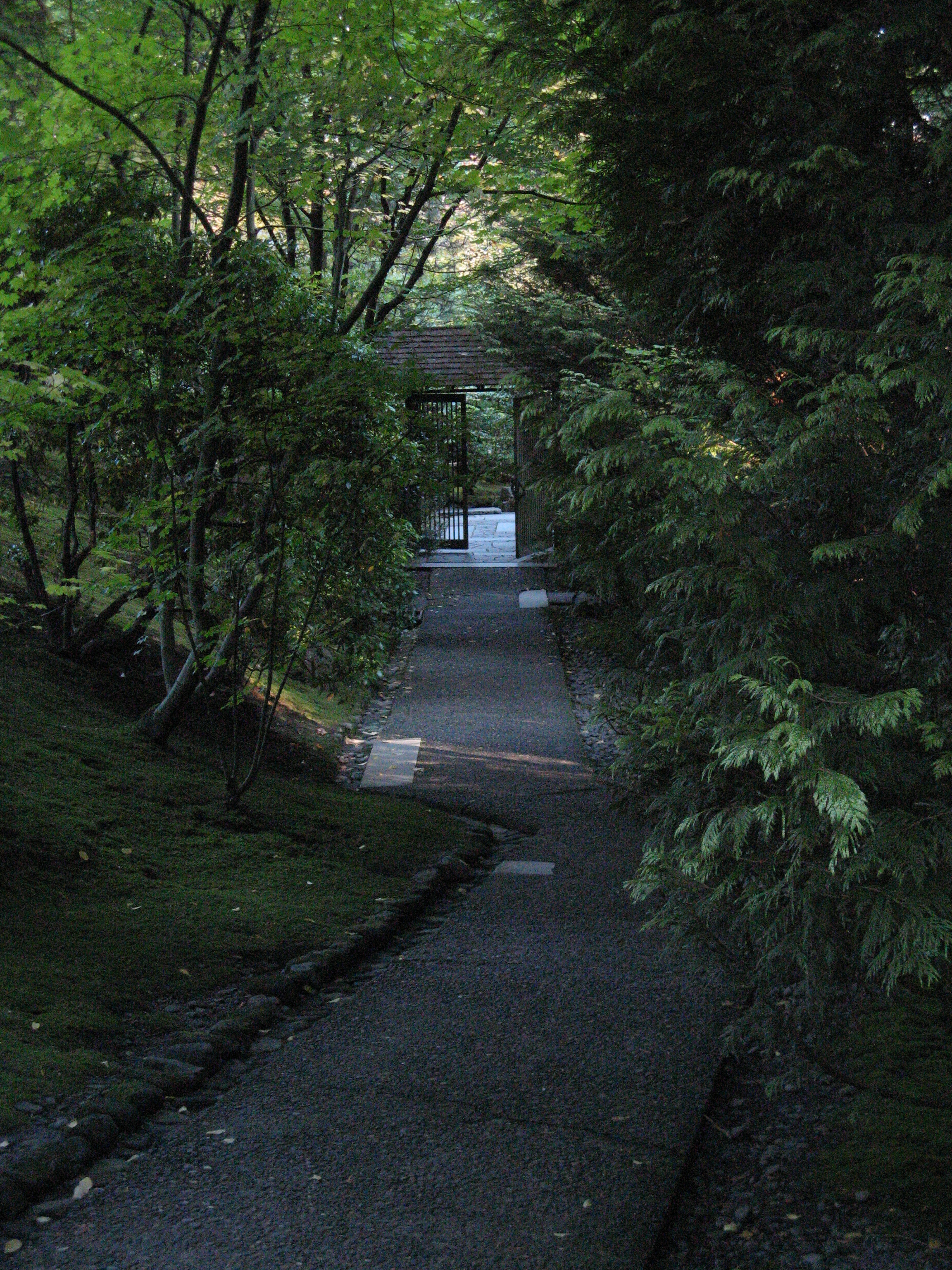 Lighted Path to the Sand and Stone Garden