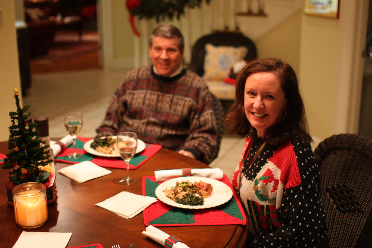 Mom and Dad at Christmas Eve Dinner