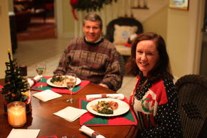 Mom and Dad at Christmas Eve Dinner