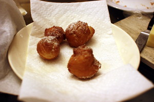 Fried dough filled with peanut butter frosting