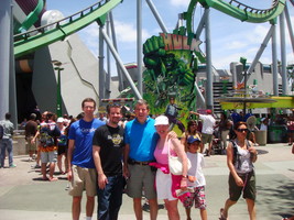 Us in front of the Hulk roller coaster