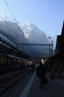 Lauterbrunnen Train Station and Mountains