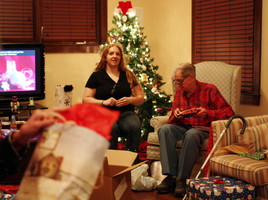 Meghan and Papa Opening Presents
