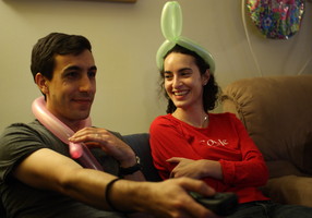 Steve and Melissa in balloon attire